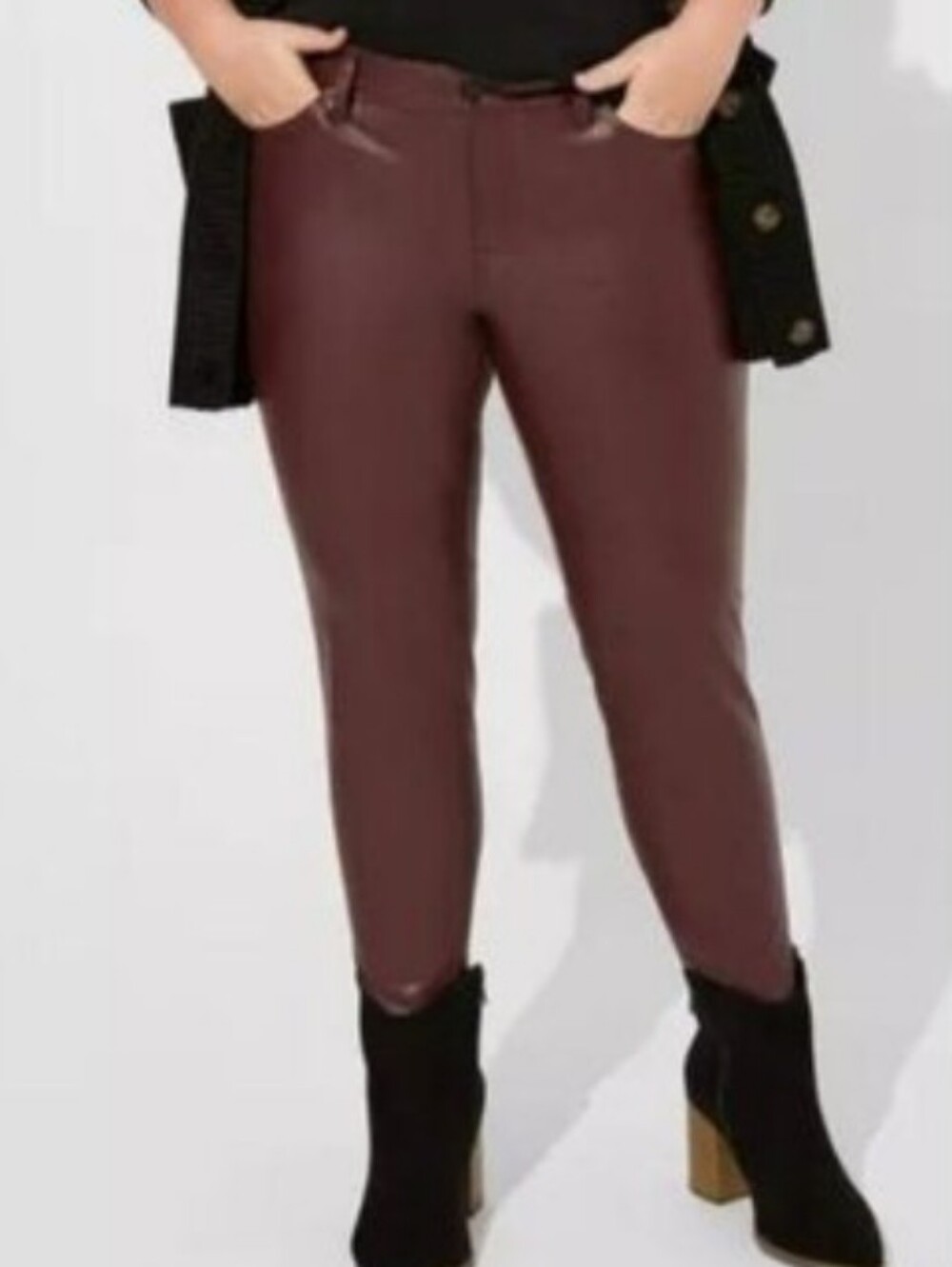 Torrid 18 Faux Leather Skinny Deep Burgundy Pants